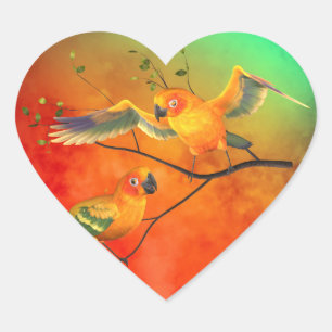 Parrots Sun Conures Heart Sticker