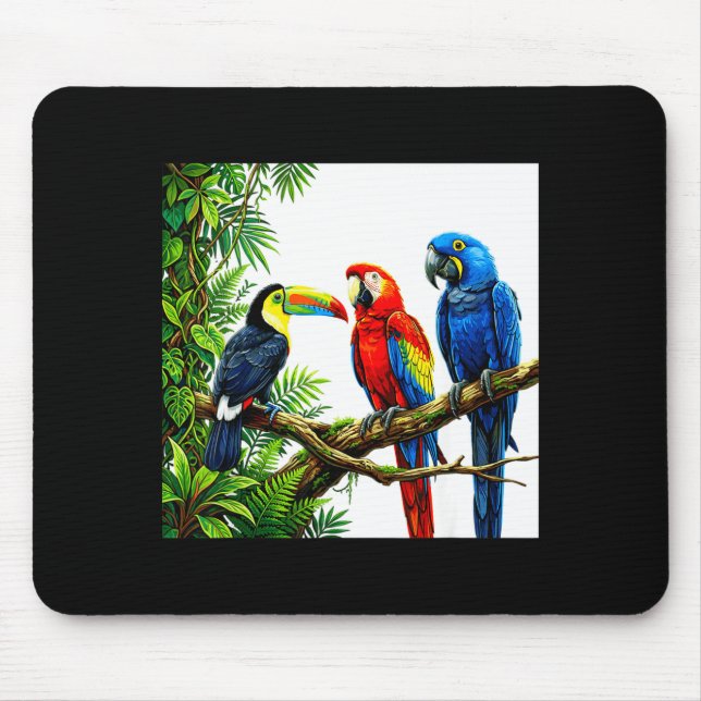 Parrots tropical birds hawaii beach party summer mouse mat (Front)