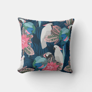 Parrots Tropical: Vintage Seamless Pattern Cushion