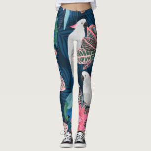 Parrots Tropical: Vintage Seamless Pattern Leggings