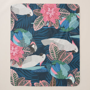 Parrots Tropical: Vintage Seamless Pattern Sherpa Blanket