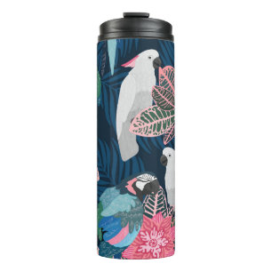 Parrots Tropical: Vintage Seamless Pattern Thermal Tumbler