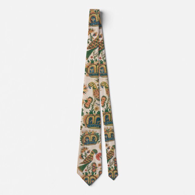 Parrots Vintage Art Design Jewel Tones Tie (Front)