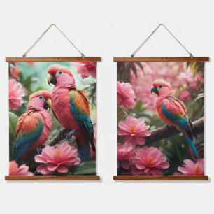 Parrots Wood Topped Wall Tapestry