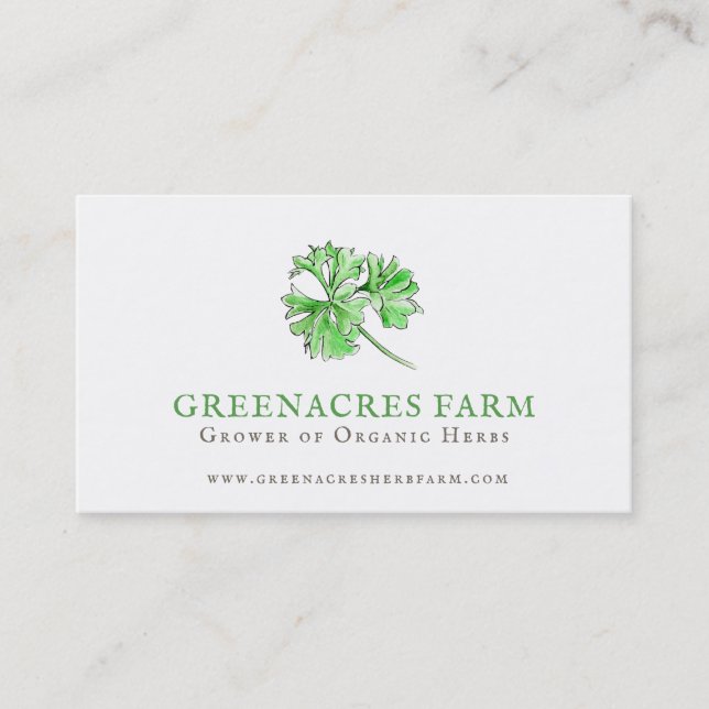 Parsley herb farm green suppliers business card (Front)