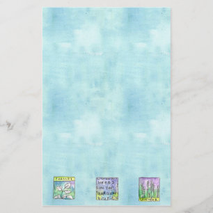 Parsley Herb Garden Illustration Blue Watercolor Stationery