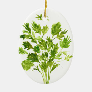 Parsley herbs Watercolor nature kitchen green Ceramic Tree Decoration