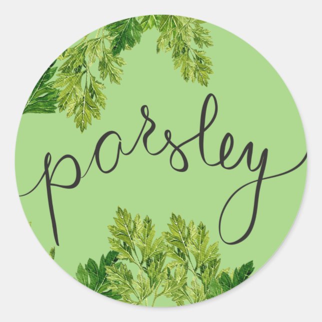 Parsley leaves classic round sticker (Front)