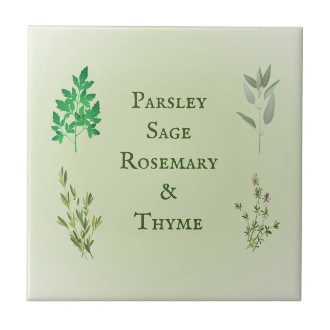 Parsley Sage Rosemary Thyme Herbal Ceramic Tile (Front)