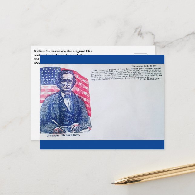 Parson Brownlow quote postcard (Front/Back In Situ)