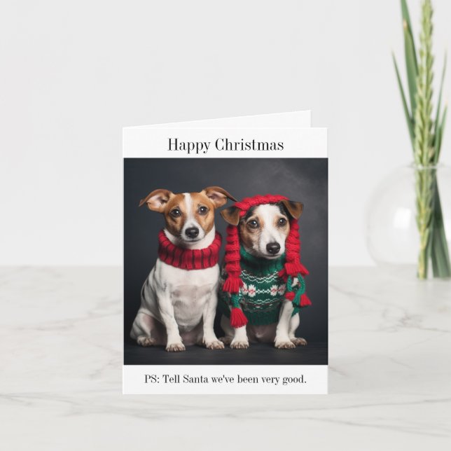 Parson Jack Russell Dogs Happy Christmas Card (Front)