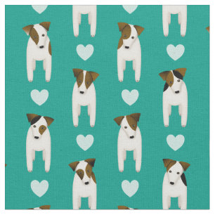 Parson Jack Russell dogs w hearts ANY colour Fabric