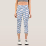Parson Jack Russell Terrier Dog Pattern Blue Capri Leggings<br><div class="desc">Cute little Jack Russell terrier dogs on a blue background.</div>