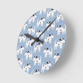 Parson Jack Russell Terrier Dog Pattern Blue Round Clock (Angle)