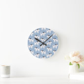 Parson Jack Russell Terrier Dog Pattern Blue Round Clock (Home)
