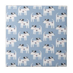 Parson Jack Russell Terrier Dog Pattern Blue Tile<br><div class="desc">Adorable and feisty little Jack Russell terrier dogs to make you smile.</div>