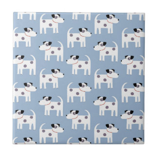 Parson Jack Russell Terrier Dog Pattern Blue Tile