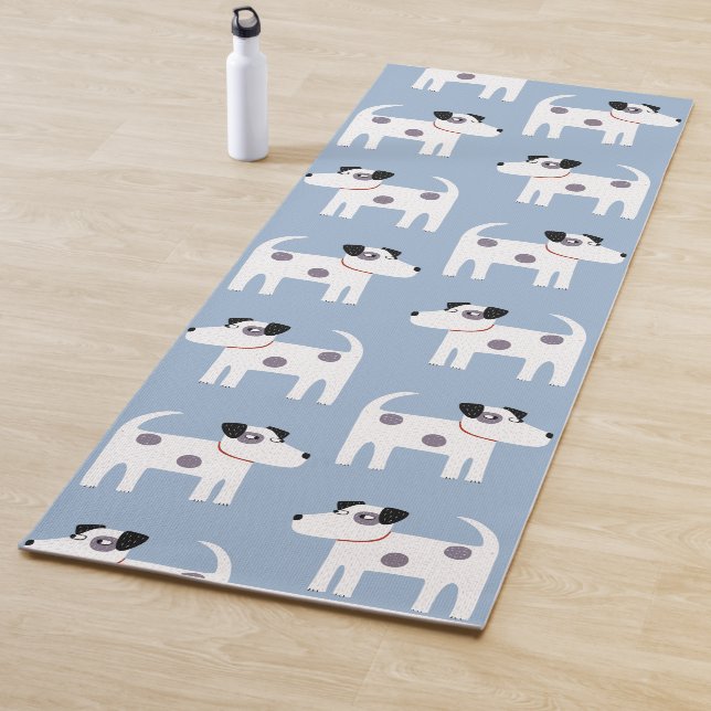 Parson Jack Russell Terrier Dog Pattern Blue Yoga Mat (In Situ)