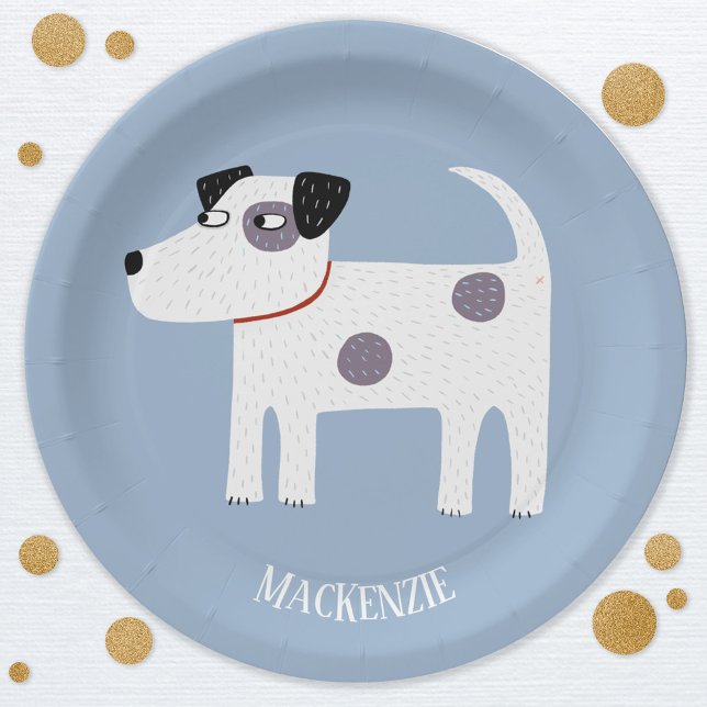 Parson Jack Russell Terrier Dog Personalised Paper Plate (Parson Jack Russell Terrier dog personalized party paper plate)