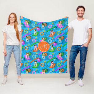 Parson Jack Russell Terrier dog pool party pattern Fleece Blanket