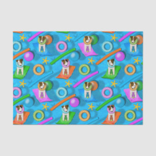 Parson Jack Russell Terrier dog pool party pattern Tissue Paper