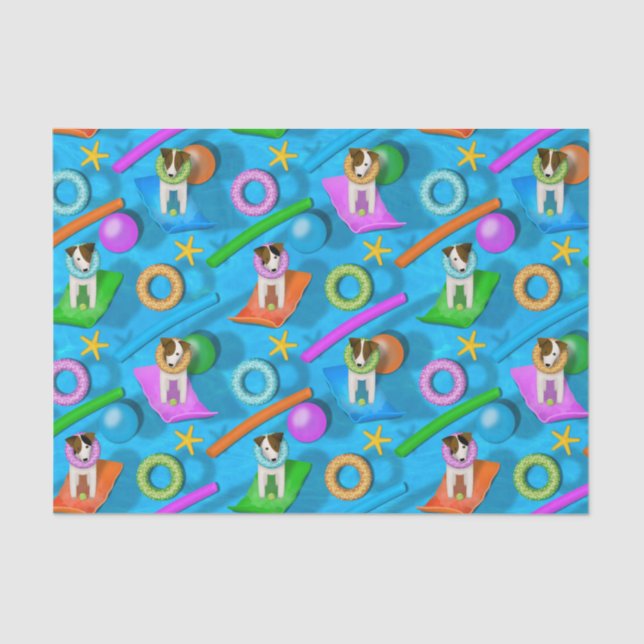 Parson Jack Russell Terrier dog pool party pattern Tissue Paper (Front)