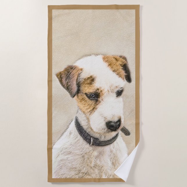 Parson Jack Russell Terrier Painting - Dog Art Beach Towel (Front)