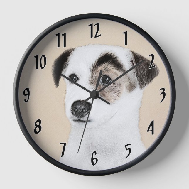 Parson Jack Russell Terrier Painting - Dog Art Clock (Front)