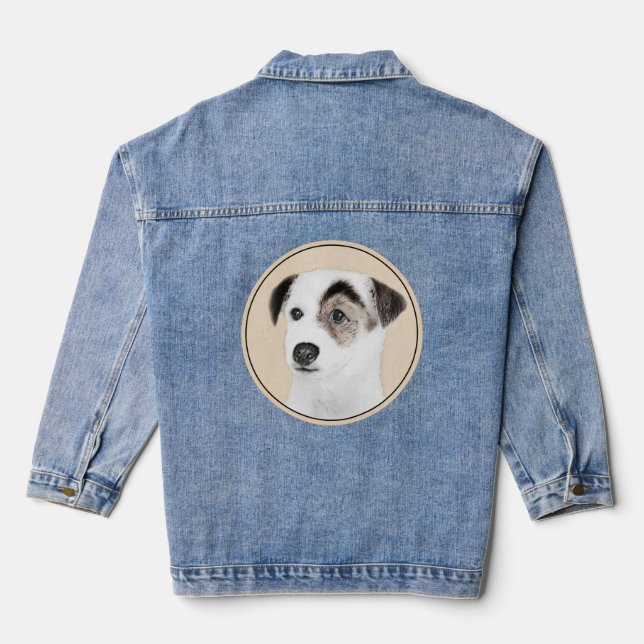 Parson Jack Russell Terrier Painting - Dog Art Denim Jacket (Back)