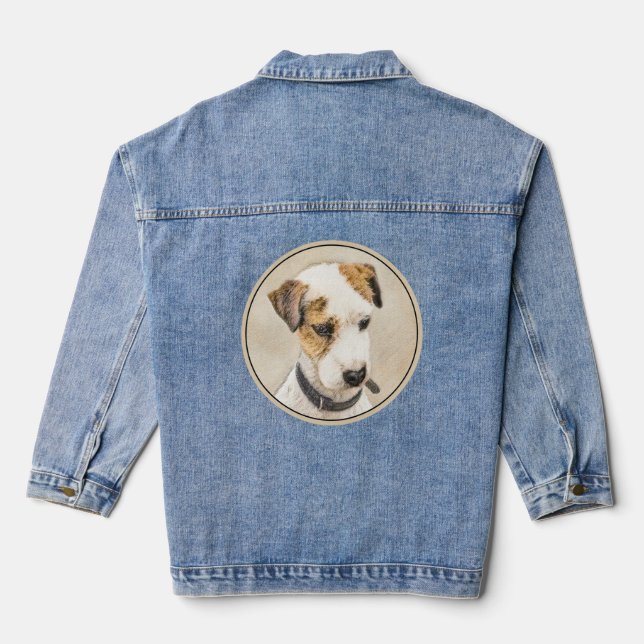 Parson Jack Russell Terrier Painting - Dog Art Denim Jacket (Back)
