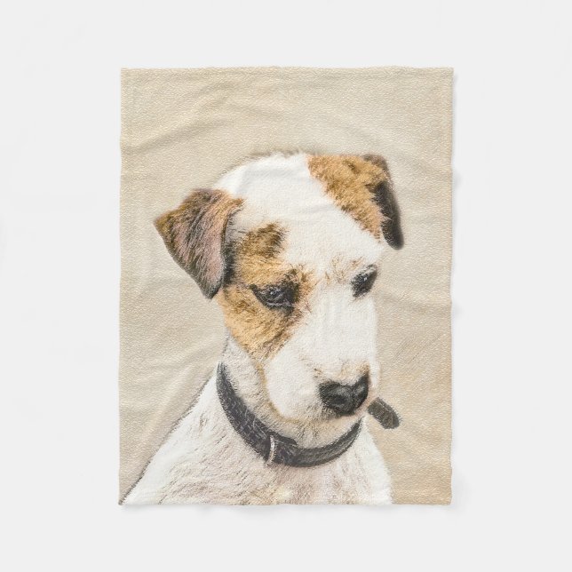 Parson Jack Russell Terrier Painting - Dog Art Fleece Blanket (Front)