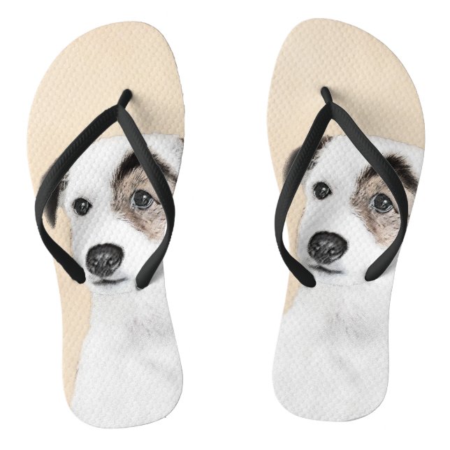 Parson Jack Russell Terrier Painting - Dog Art Flip Flops (Footbed)