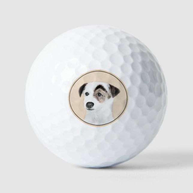 Parson Jack Russell Terrier Painting - Dog Art Golf Balls (Front)