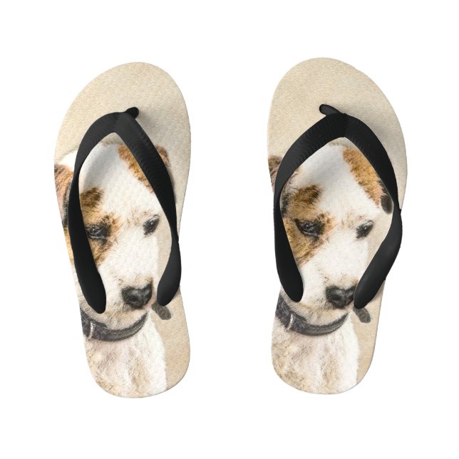 Parson Jack Russell Terrier Painting - Dog Art Kid's Flip Flops (Footbed)