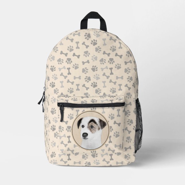 Parson Jack Russell Terrier Painting - Dog Art Printed Backpack (Front)