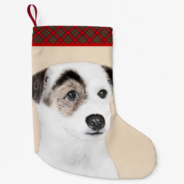 Parson Jack Russell Terrier Painting - Dog Art Small Christmas Stocking (Front)