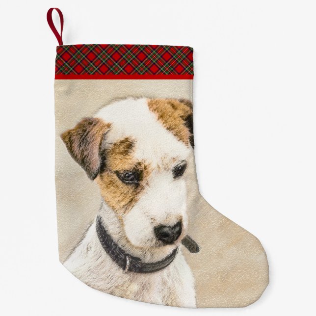 Parson Jack Russell Terrier Painting - Dog Art Small Christmas Stocking (Front)