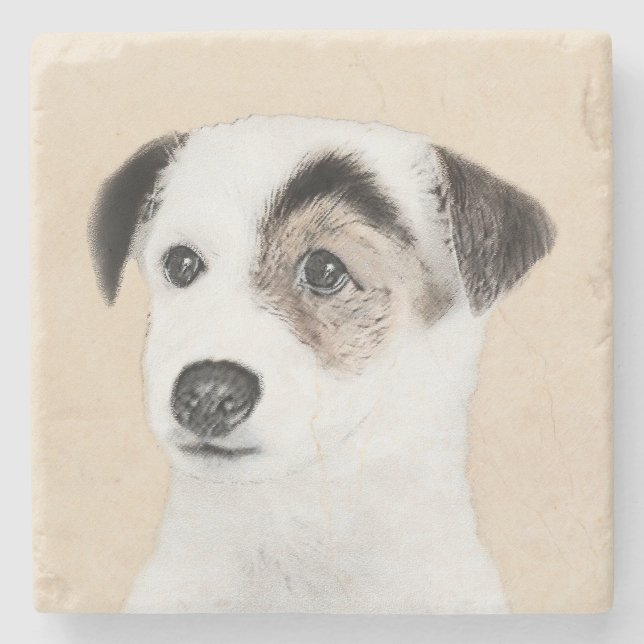 Parson Jack Russell Terrier Painting - Dog Art Stone Coaster (Front)