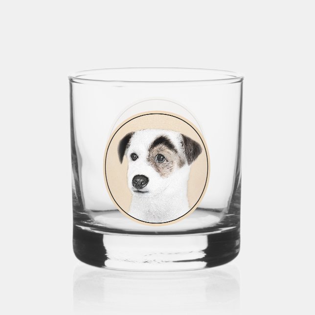 Parson Jack Russell Terrier Painting - Dog Art Whiskey Glass (Front)