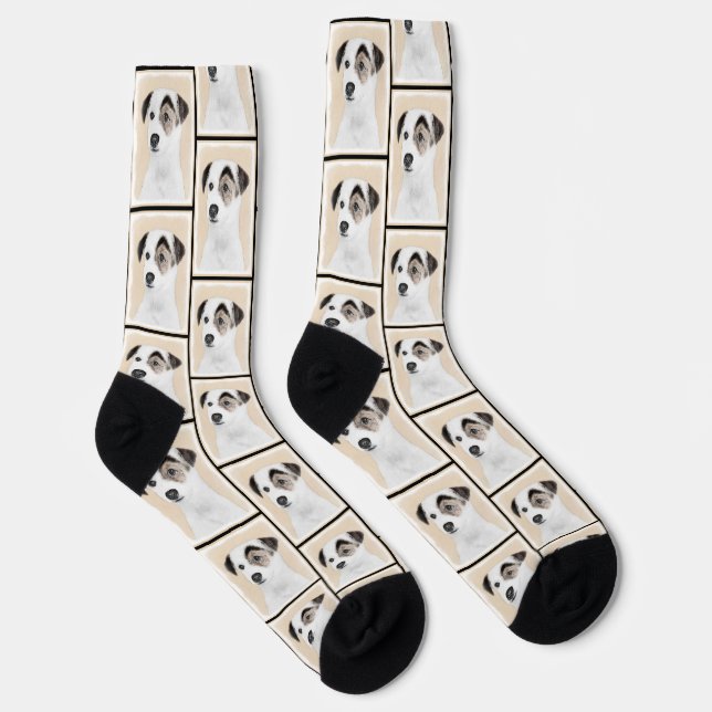 Parson Jack Russell Terrier Painting Pet Dog Art Socks (Right)