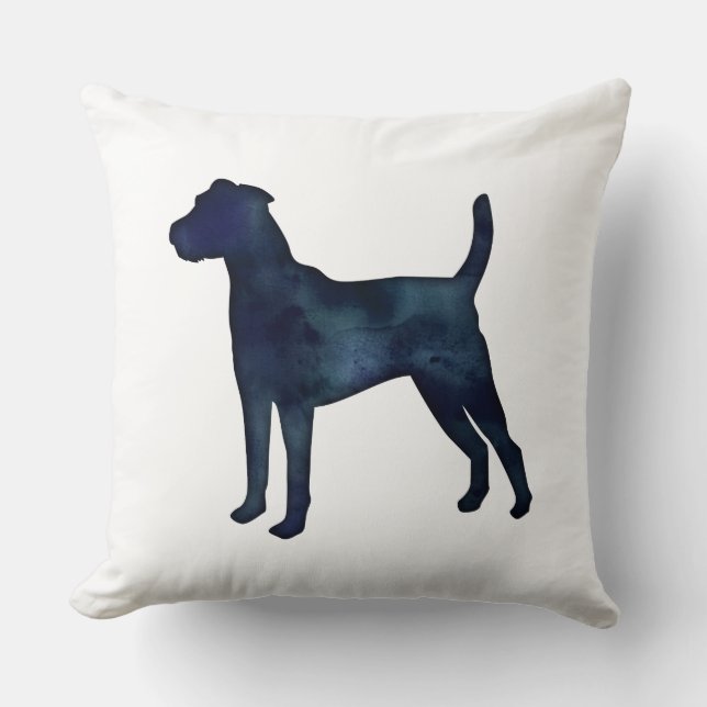 Parson Russel Terrier Black Watercolor Cushion (Front)