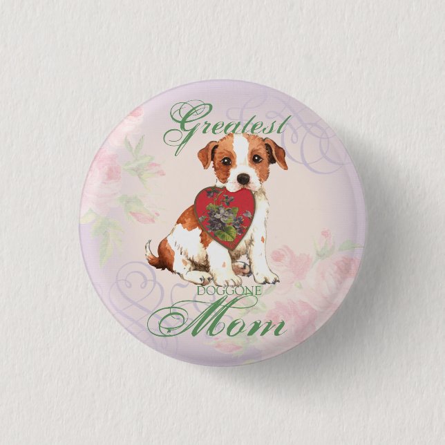 Parson Russell Terrier Heart Mum 3 Cm Round Badge (Front)