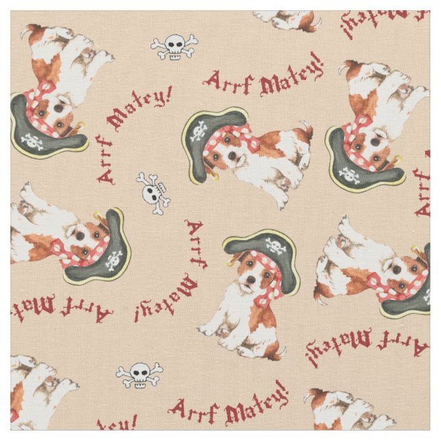 Parson Russell Terrier Pirate Fabric (Close Up)