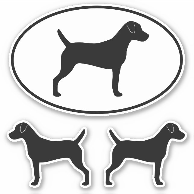 Parson Russell Terrier Silhouettes Vinyl Stickers (Front)