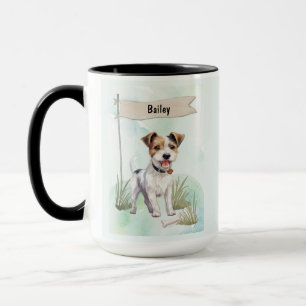 Parson Russell Terrier Watercolor Personalized Dog Mug