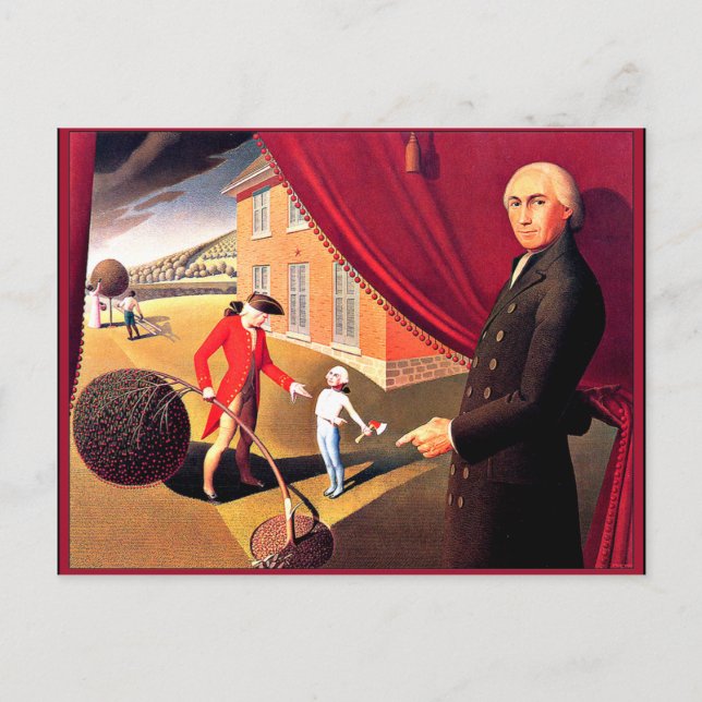Parson Weem's Fable, fine art by Grant Wood Postcard (Front)