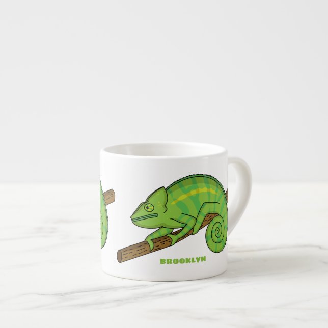 Parson's chameleon illustration espresso cup (Front Right)