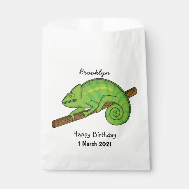 Parson's chameleon illustration favour bags (Front)