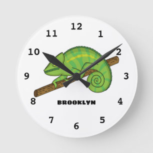 Parson's chameleon illustration round clock