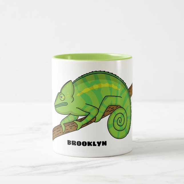 Parson's chameleon illustration  Two-Tone coffee mug (Center)